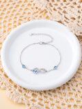 wholesale 925 Sterling Silver Infinity Bracelet Wholesale With Blue Heart Charm And Crystal Details-0-3