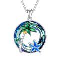 TOUPOP Sterling Silver Blue Crystal Ocean Jewelry Pendant Necklace-0-0