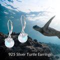 wholesale 925 Sterling Silver Opalite Sea Turtle Leverback Drop Earrings-0-2