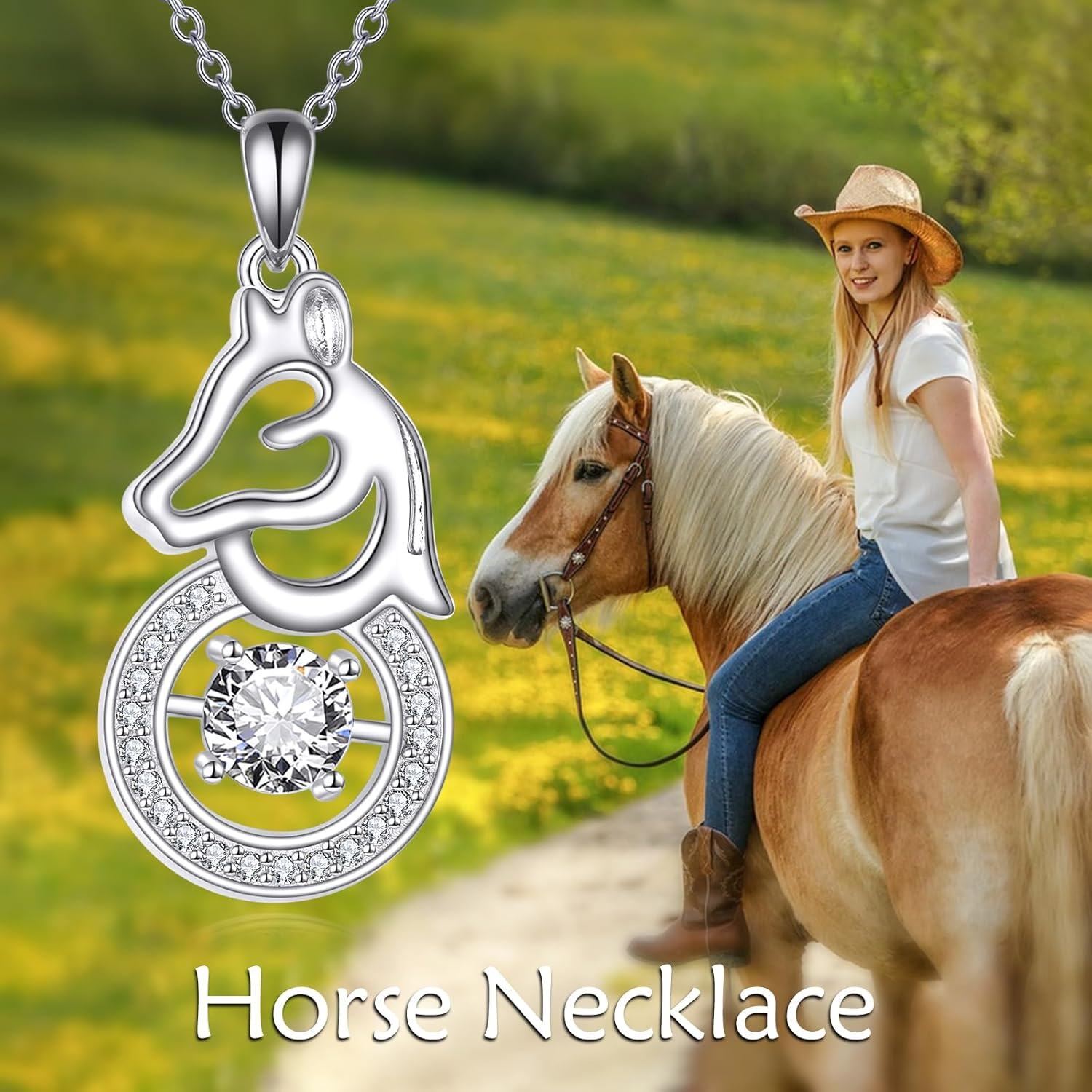 Sterling Silver Cow Horse Pendant Necklace-0-2
