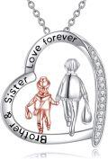 wholesale 925 Sterling Silver Love Forever Brother & Sister Family Pendant Necklaces Gifts for Women on Mother's Day-0-0