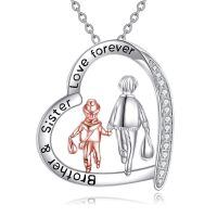wholesale 925 Sterling Silver Brother And Sister Forever Necklace-Brothers and sisters