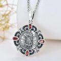 wholesale 925 Sterling Silver & Red Zircon Virgin Mary Pendant Necklace , 23mm, Gift for Christmas, Birthday-0-1