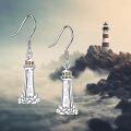 wholesale 925 Sterling Silver Opal Ocean Wave Lighthouse Dangle Earrings with Stones and Elements-0-5