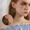 wholesale 14K Gold Moon & Star Threader Drop Earrings with Crystal Accents - 2 Pairs-0-3