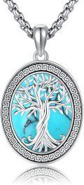 wholesale Sterling Silver Greek Key Tree of Life Pendant Necklace for Women Men-0-10