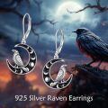wholesale 925 Sterling Silver Crow Perched On Moon Earrings-0-5