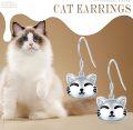 wholesale 925 Sterling Silver Smiling Cat Face Drop Earrings with Cubic Zirconia Accents-0-5