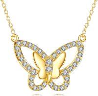 wholesale 14K Gold Diamond Butterfly Pendant Necklace for Women Gifts for Her Mother's Day Anniversary Valentines' Day Birthdays-Butterfly Necklace-2