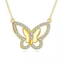 wholesale 14K Gold Diamond Butterfly Pendant Necklaces Wholesale for Women Gifts for Her Mother's Day Anniversary Valentines' Day Birthdays-Butterfly Necklace-2