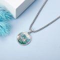 wholesale 925 Sterling Silver Round Pendant with Turquoise and Coral Beads Necklaces for Women & Girls Gifts 43cm Chain Length (Turquoise)-0-3