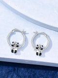 wholesale 925 Sterling Silver Cute Panda Bear Huggie Hoop Earrings for Girls and Women - Adorable Animal  Idea-0-1
