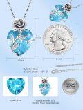 wholesale Sterling Silver Crystal Rose Flower Heart Pendant Necklace-0-3