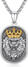 wholesale 925 Sterling Silver Crowned Lion Head Pendant Necklace for Men & Women - Animal -0-0
