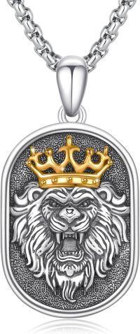 wholesale 925 Sterling Silver Crowned Lion Head Pendant Necklace for Men & Women - Animal -C-Lion King Necklace