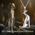 wholesale 925 Sterling Silver Greyhound Dog Pendant Necklace for Women Girls  43cm Chain Length-0-4