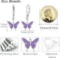 wholesale 925 Sterling Silver Purple Fire Opal Butterfly Drop Earrings with Cubic Zirconia Accents-0-5