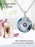 wholesale 925 Sterling Silver Blue Crystal Heart Shape Pendant Necklace with Pearl and Cubic Zirconia - Romantic Gift for Her-0-1