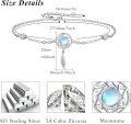 wholesale 925 Sterling Silver Moonstone Feather Dreamcatcher Bracelet - Adjustable 7-8-0-4
