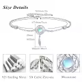 wholesale 925 Sterling Silver Moonstone Feather Dreamcatcher Bracelet Wholesale - Adjustable 7-8-0-4