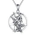 wholesale 925 Sterling Silver Pentagram Pendant Necklace Wholesale With Satan And Jesus Figurines-0-1