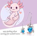 wholesale 925 Sterling Silver Heart-Shaped Blue Crystal Axolotl Dangle Earrings for Women Girls  4cm Length-0-1