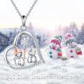 wholesale 925 Sterling Silver Heart-Shaped Snowmen Pendant with Crystal Accents and Snowflake Charm - Christmas  for Women-0-4