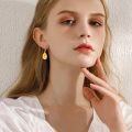 wholesale Gold Plated Citrine Flower Drop Earrings for Women 925 Sterling Silver Leverback  Idea-0-3