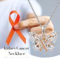 wholesale 925 Sterling Silver Butterfly Pendant Necklace with Orange Stones - PTSD Awareness Inspiring  for Women-0-5