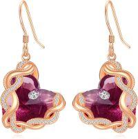 wholesale 925 Sterling Silver Infinity Heart Birthstone Crystal Earrings for Women-02-Feb-Amethyst Purple