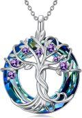 wholesale TOUPOP Tree Of Life Birthstone Necklace 925 Sterling Silver Irish Celtic Tree Jewelry With Blue Crystal Birthday Christmas Gifts For Women Wife Mom -0-0