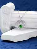 TOUPOP Sterling Silver Birthstone Tree Of Life Pendant Jewelry Gifts-0-4