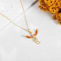 wholesale 14K Gold Red Enamel Phoenix Pendant Necklaces with Cubic Zirconia Stones Gifts for Women-0-4