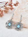 wholesale 925 Sterling Silver Blue Moonstone Filigree Drop Earrings for Women-0-2