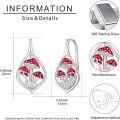 wholesale 925 Sterling Silver Mushroom Leverback Hoop Earrings with Red Enamel Accents-0-2