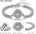 wholesale 925 Sterling Silver Celtic Compass Bracelet for Women with Abalone Shell and Chain Links-0-4