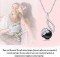 wholesale 925 Sterling Silver Black Pearl Pendant Necklace with Infinity Leaf Design and 10mm Round Pearl on an Adjustable Length Chain - Perfect for Valentines Day or Mothers Day Gifts-0-3