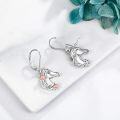 wholesale 925 Sterling Silver Horse Head Flower Drop Earrings for Women Girls  4cm Long-0-2