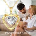 wholesale 14K Gold Heart Shaped Stone Pendant Necklace with Cubic Zirconia s for Her-0-5