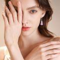 wholesale 925 Sterling Silver Garnet Teardrop Earrings-0-2