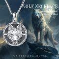 wholesale 925 Sterling Silver Wolf Head Round Pendant Necklace for Men & Women-0-5