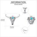 wholesale 925 Sterling Silver Turquoise Cactus Longhorn Skull Pendant Necklace for Women Men Gifts-0-3