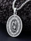 wholesale 925 Sterling Silver Saint Virgin Mary Pendant Necklace with Chain for Women Men Catholic  45cm Length-0-2