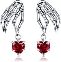 wholesale Sterling Silver Skull Skeleton Hand Drop Earrings Gothic Christmas Jewelry Gifts for Women-Skeleton Hand-B