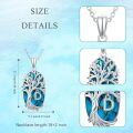 TOUPOP Sterling Silver Turquoise Family Tree Initial Letter Pendant Necklace-0-3