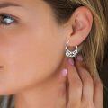 wholesale 925 Sterling Silver Blue Moonstone Teardrop & Scrollwork Hoop Earrings for Women - 30mm Diameter-0-2