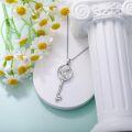 wholesale Sterling Silver Diamond Birth Flower Key Necklace for Women-0-13