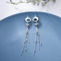 wholesale 925 Sterling Silver Moon & Star Threader Earrings w/ Tassel Chains for Women and Teens - Hypoallergenic Jewelry-0-3