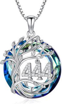 wholesale Sterling Silver Tree of Life Angel Number Necklace Numerology Jewelry Gift-444