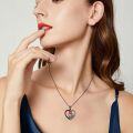 wholesale 925 Sterling Silver & Red Zirconia Skeleton Hand Necklace with Heart Skull Pendant Gothic Jewelry Gift-0-1